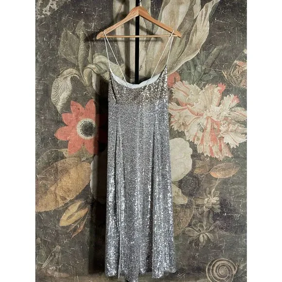 New Sachin & Babi Colorblocked Sequined Midi Dress sz 14 - Picture 8 of 10